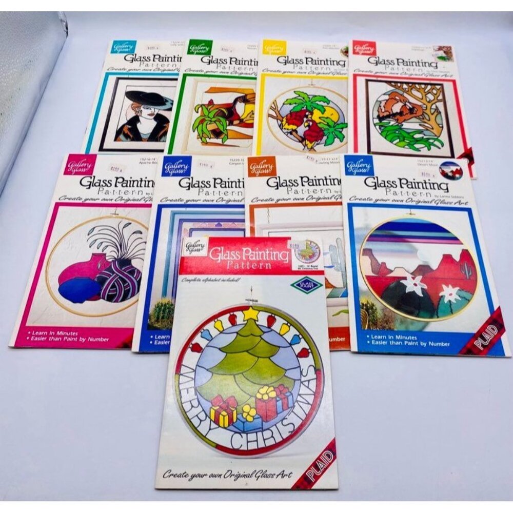 Vintage Gallery Glass Painting Patterns Lot Of 9 By Lanna Siddens & Karen Mason